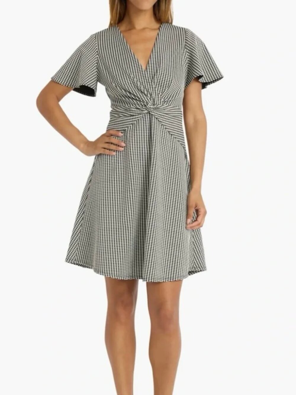 Maggy London Houndstooth Knot Minidress. Sz: 16